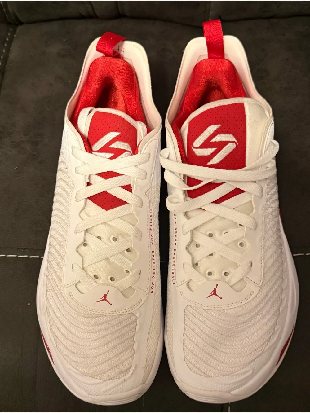 Jordan Men’s White and Red Low-Top Sneakers